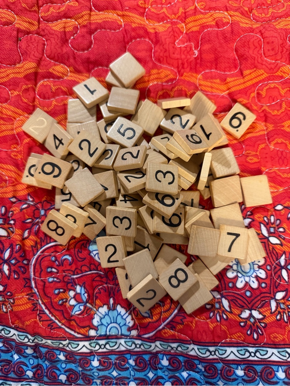 Unbranded Wooden Number Tiles - Natural Wood Color